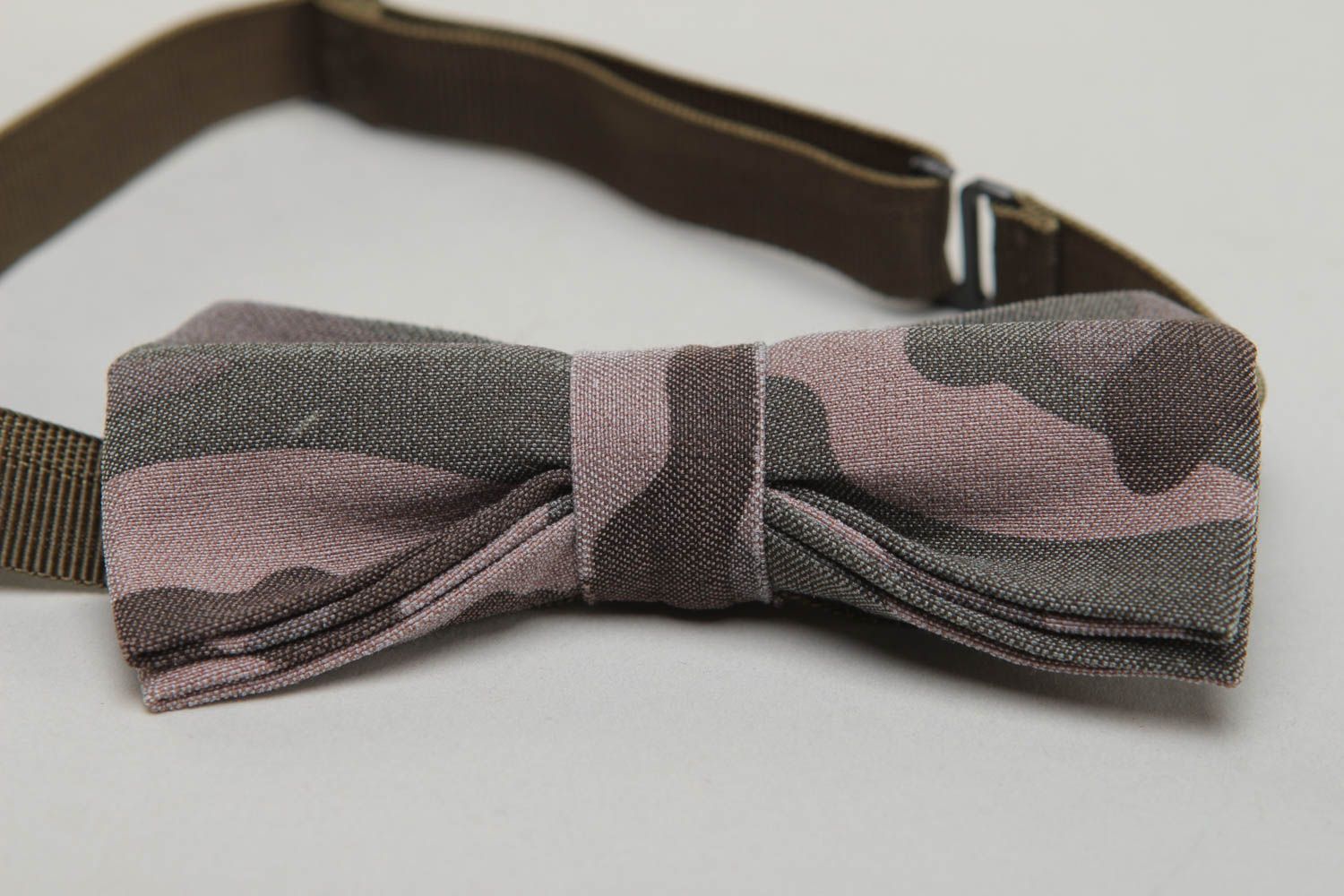 Khaki fabric bow tie photo 2