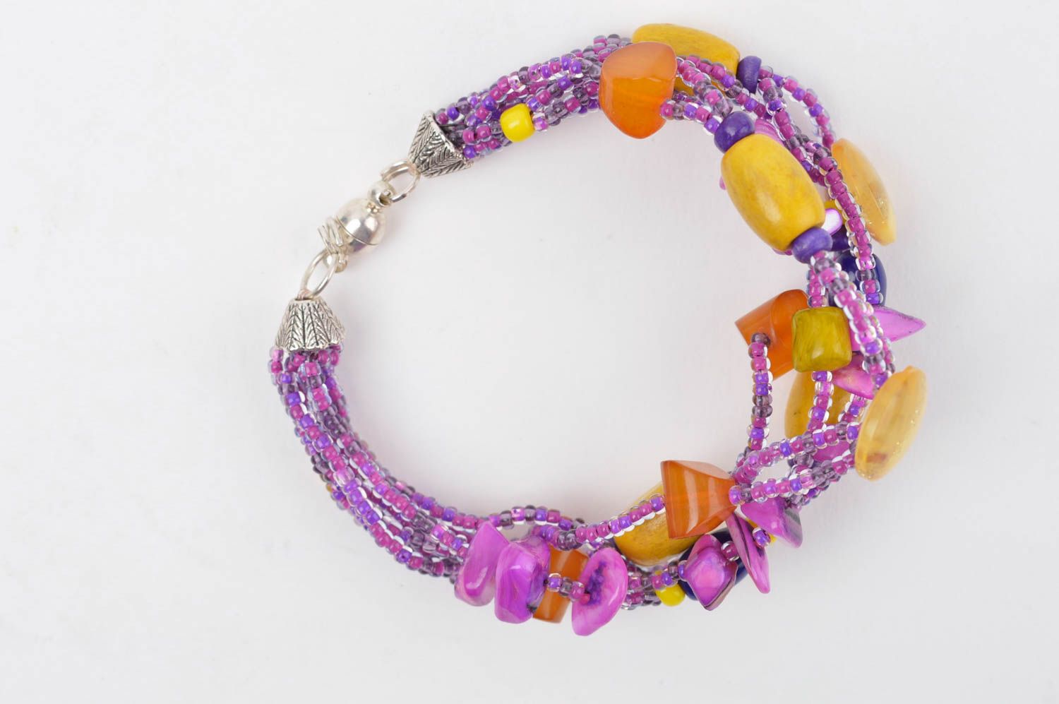 Фиолетовый браслет на руку модная бижутерия браслет из бисера с камнями фото 3