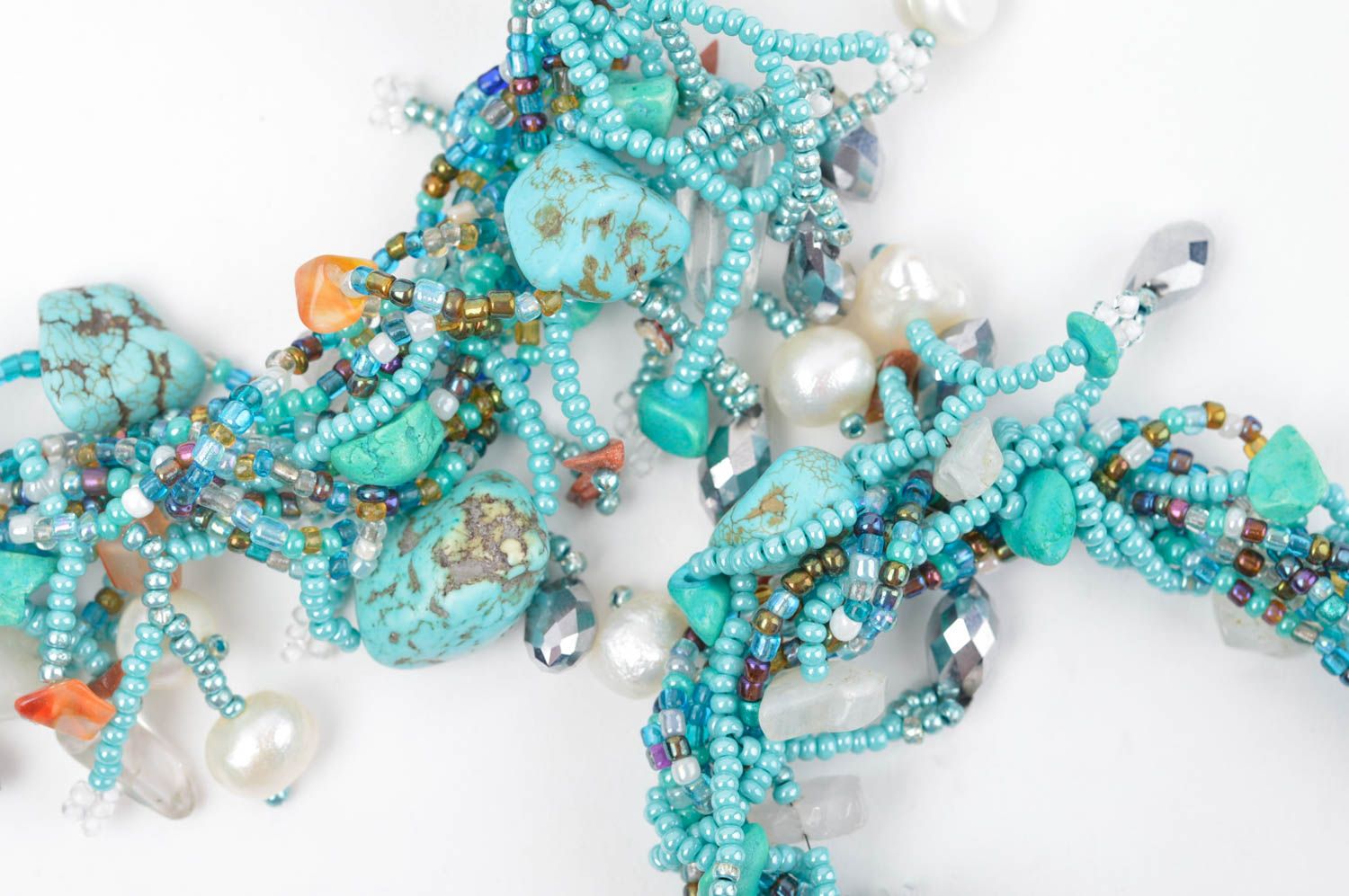 Parure de Bijoux en perles de rocaille faite main Accessoires mode turquoise photo 3