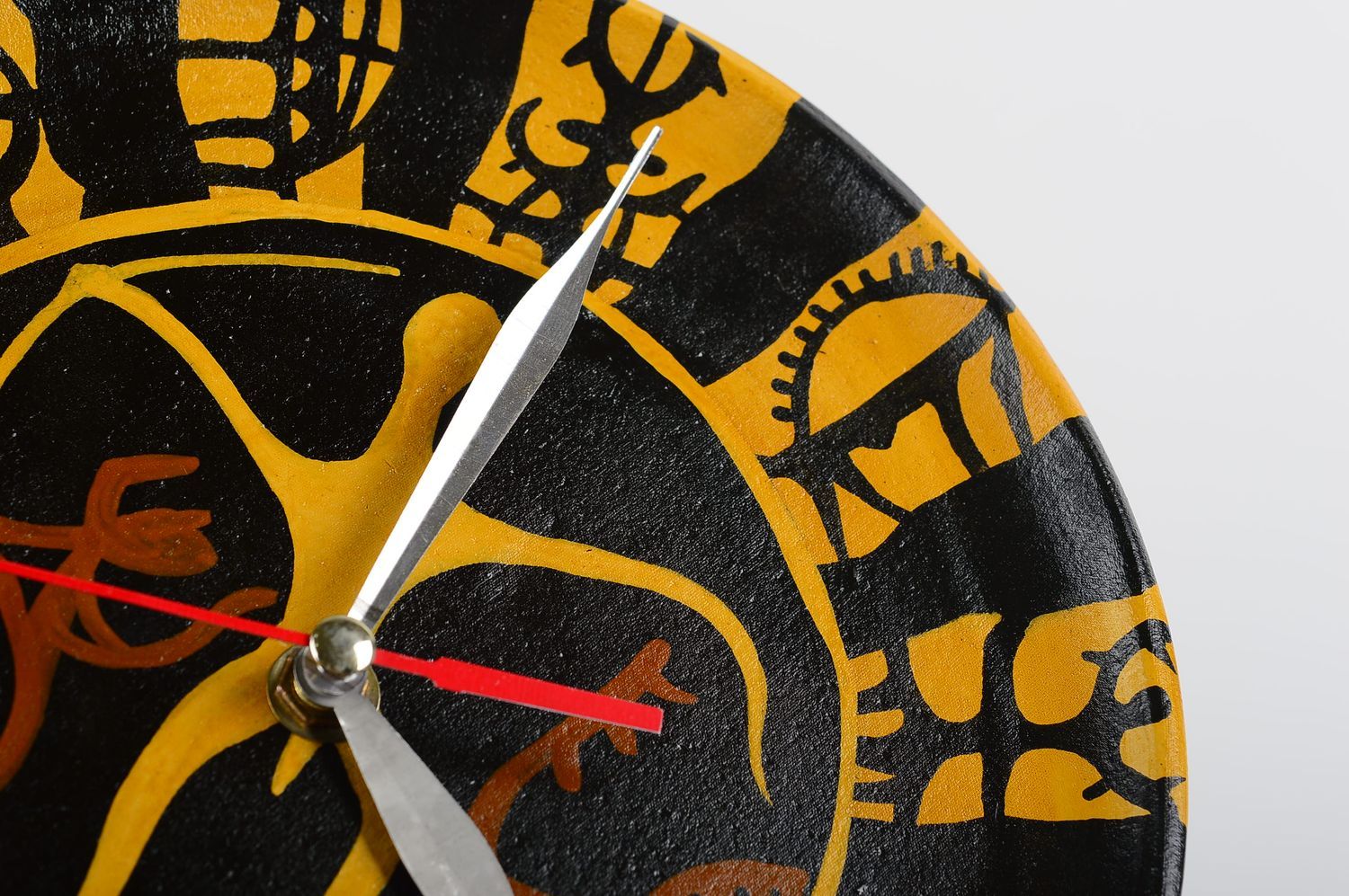 Необычные часы ручной работы расписные часы на кухню из глины настенные часы фото 4