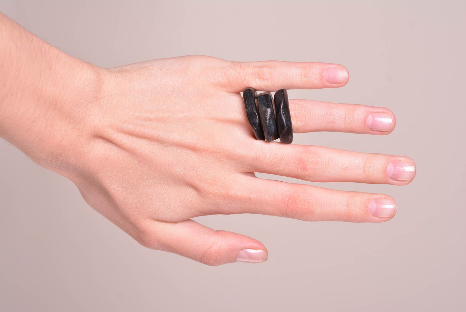 Кольца ручной работы кольца для девушек необычные кольца 3 шт черные фото 3