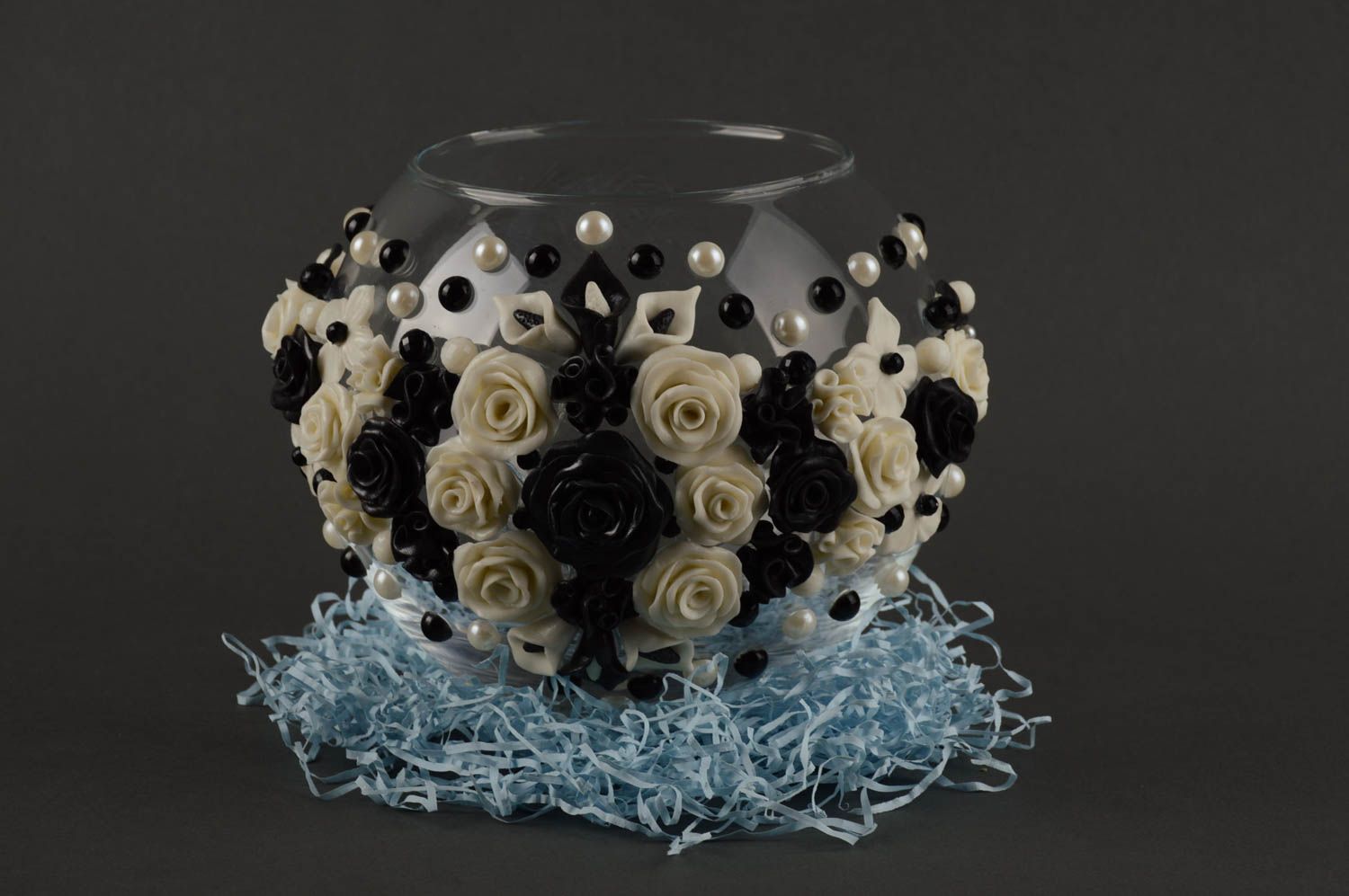 Стеклянная ваза ручной работы ваза из стекла украшение интерьера круглая фото 1