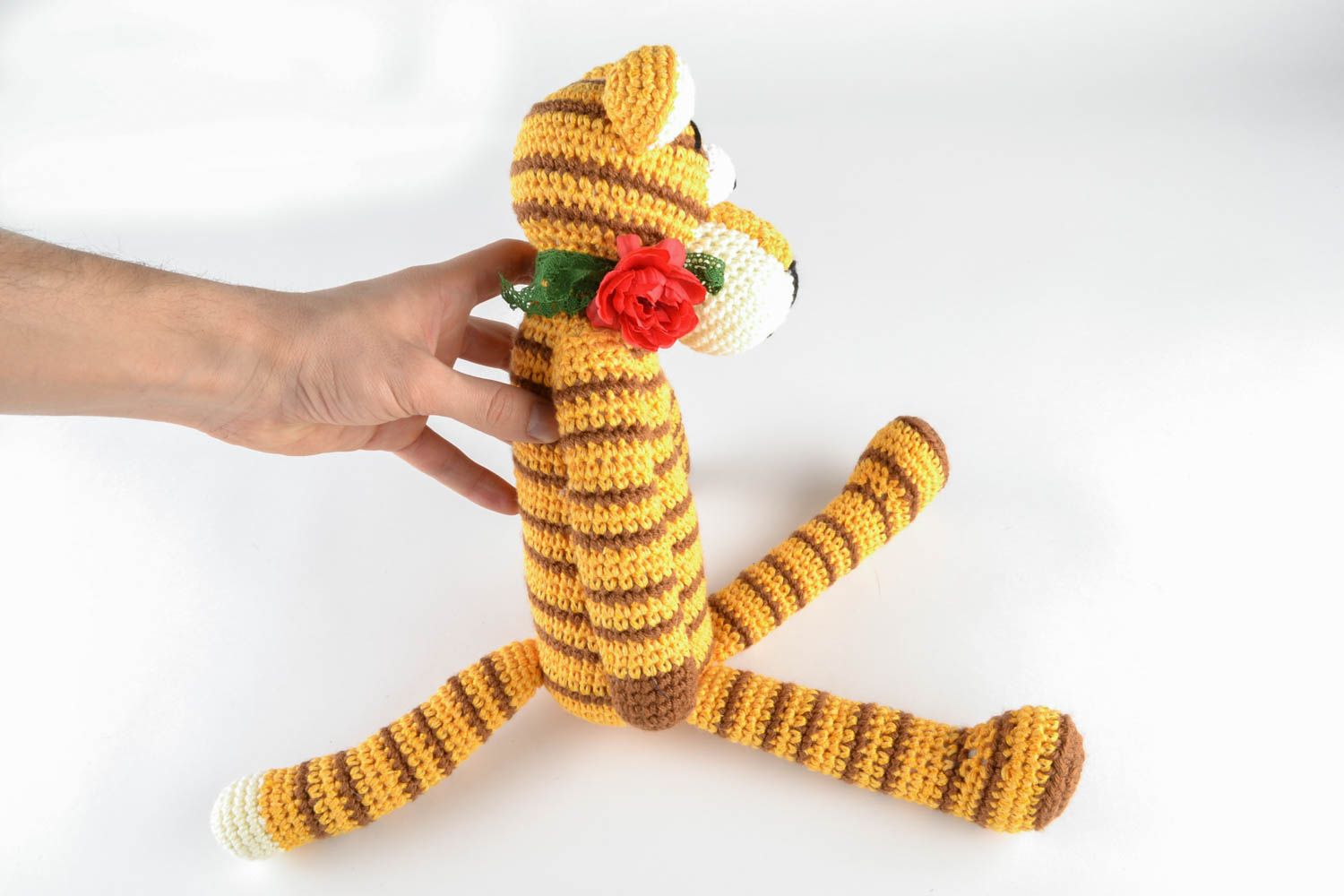 Giocattolo a maglia fatto a mano pupazzo morbido da bambini a forma di tigre
 foto 5
