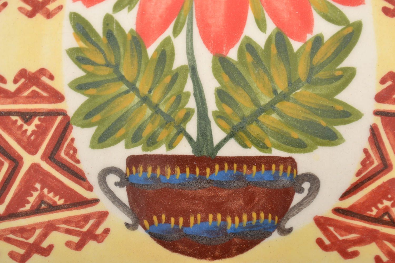 Azulejo de cerámica para pared hecha a mano decorada con flores  foto 3