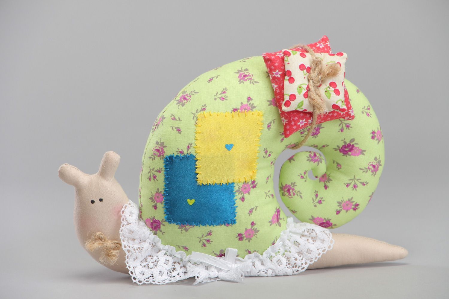 Handmade fabric soft toy for children Snail photo 1