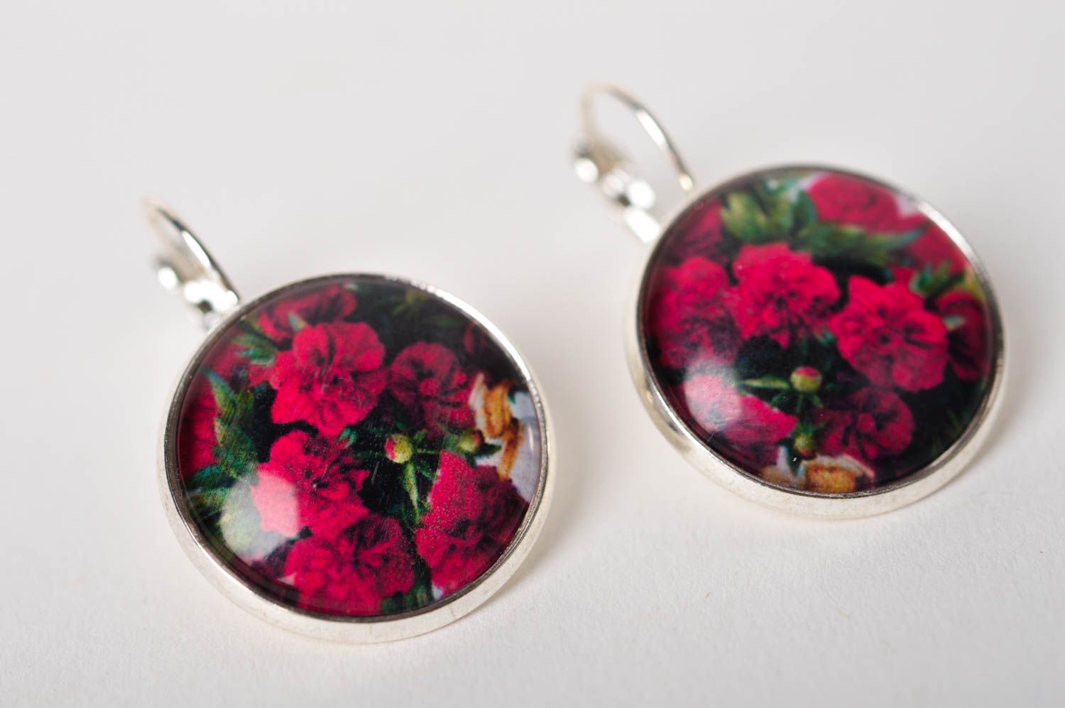 Handmade designer round earrings stylish cute jewelry metal earrings gift photo 1