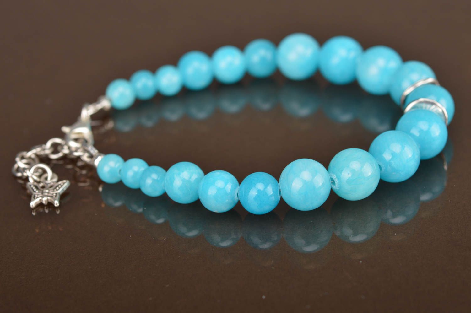 Blue designer bracelet with beads stylish handmade everyday jewelry for girls photo 4