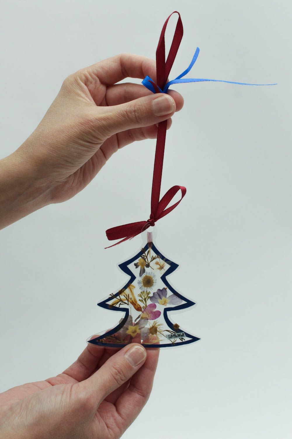 Decoración navideña artesanal regalo original adorno de fin de año de cintas foto 2