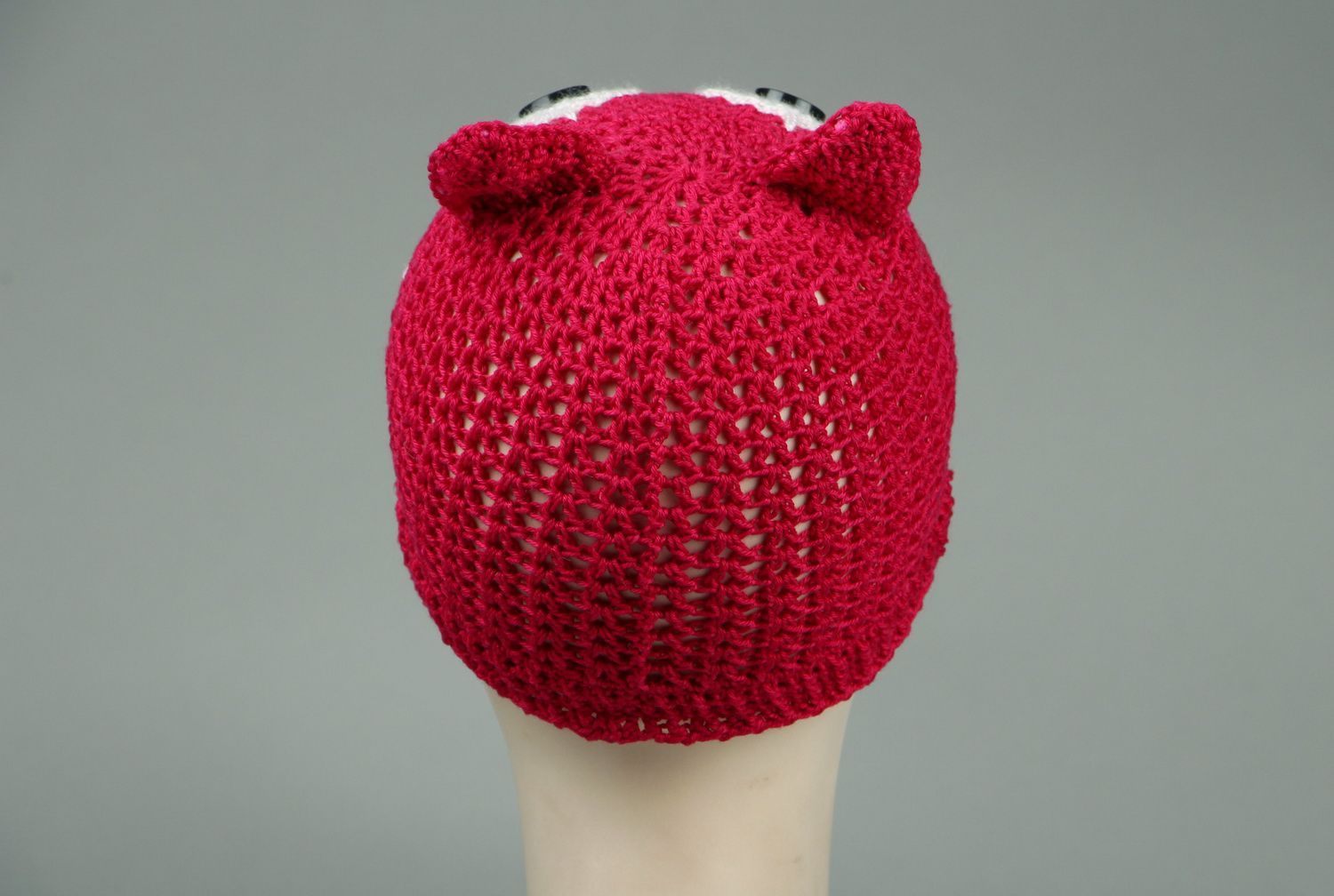 Hat crocheted from cotton threads Kitten photo 3