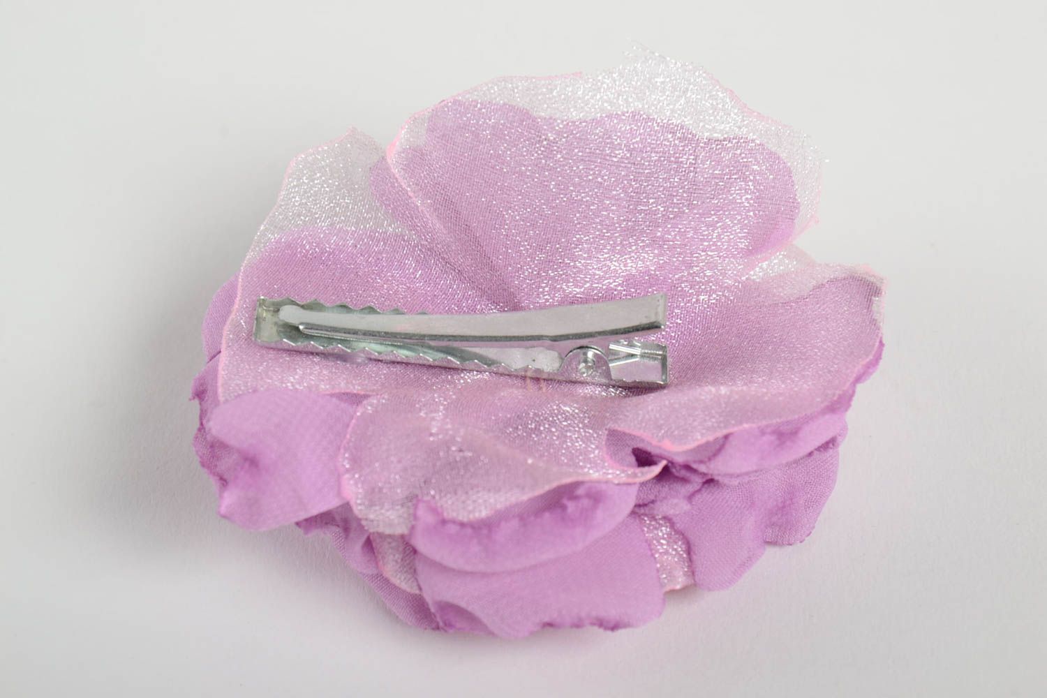 Handmade hair clip with beautiful purple flower unusual product photo 3