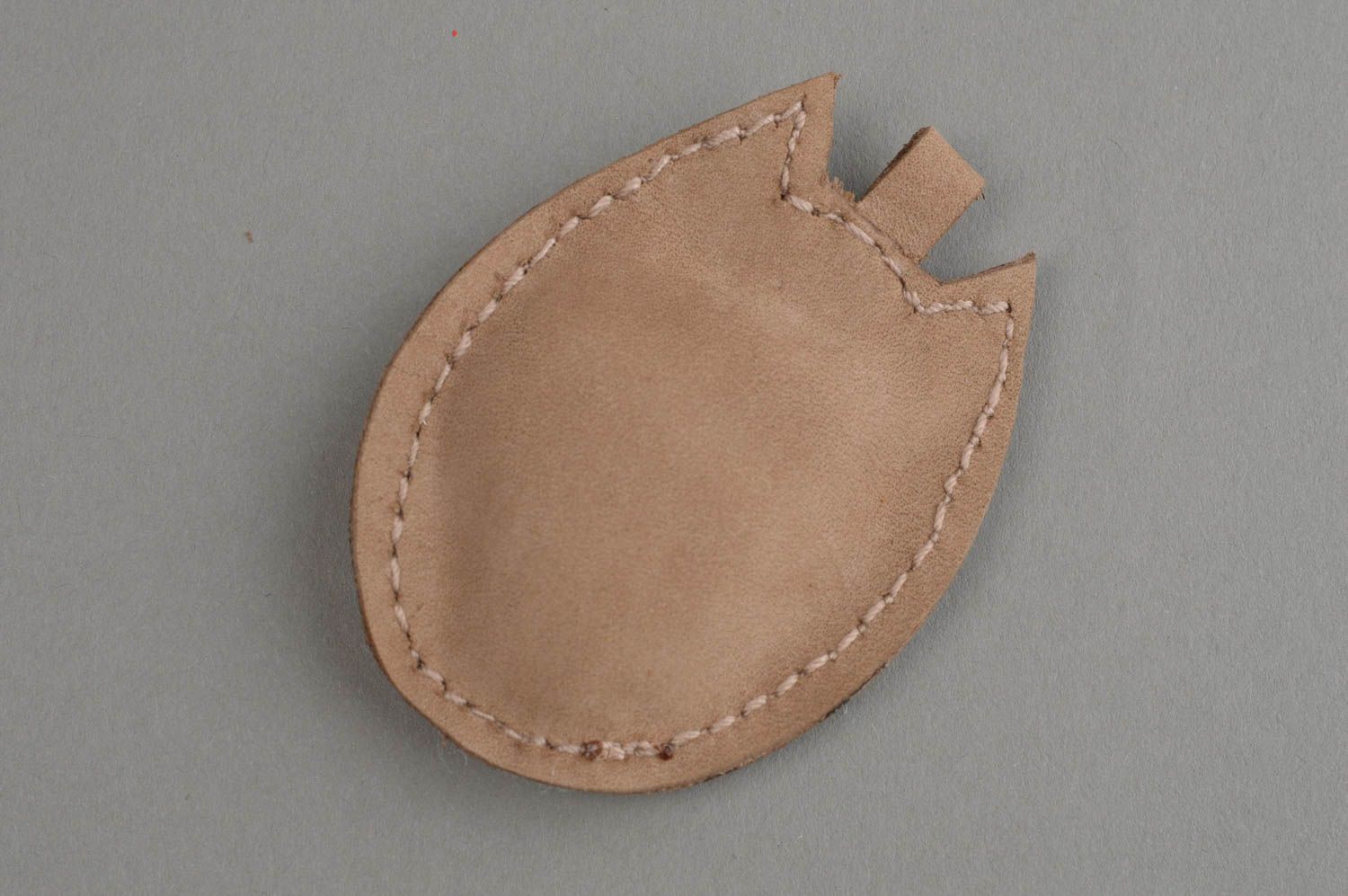 Porte-clés en vrai cuir fait main original en forme de hibou marron de créateur photo 9