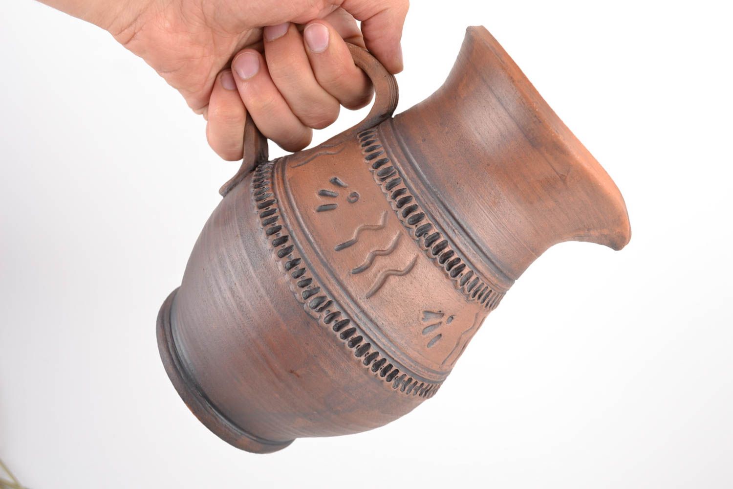 60 oz ceramic jug in brown color with handle 2,81 lb photo 2