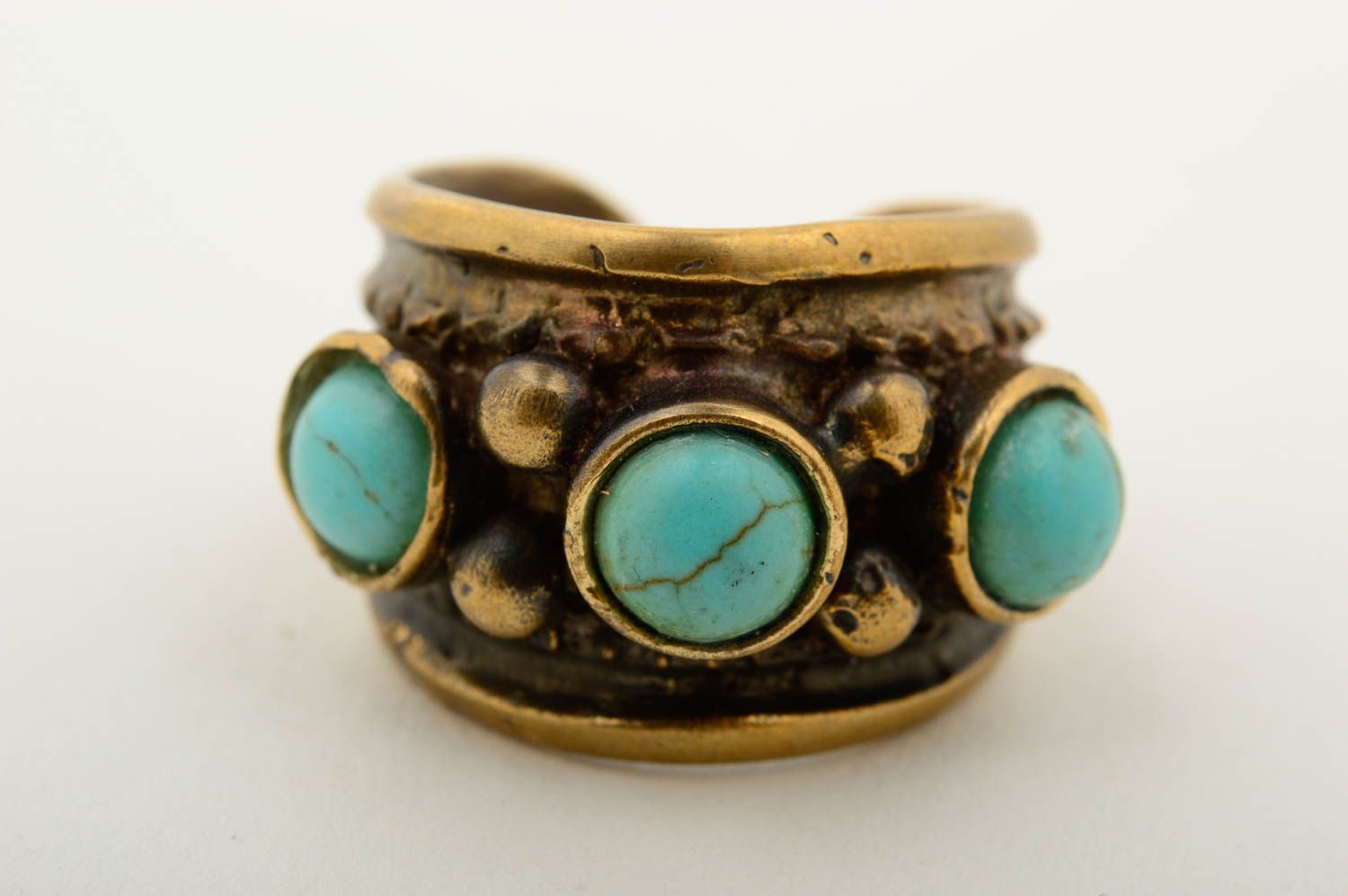 Кольцо ручной работы женское кольцо с натуральными камнями кольцо из бронзы фото 3