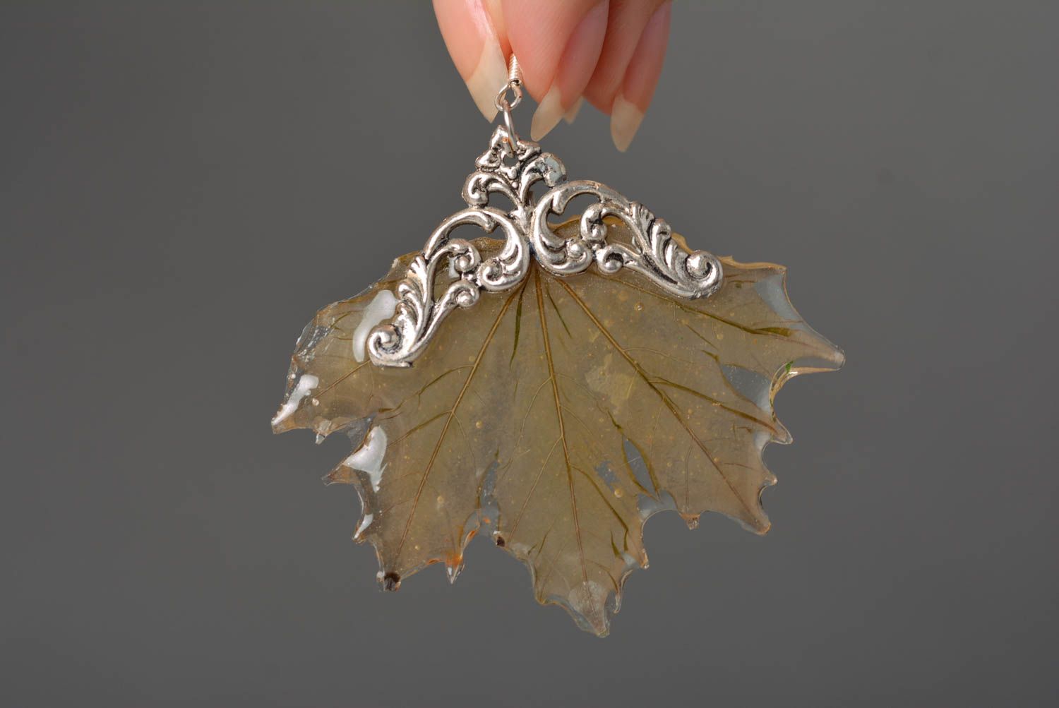 Украшение ручной работы модные серьги с листьями красивые серьги Кленовые фото 2