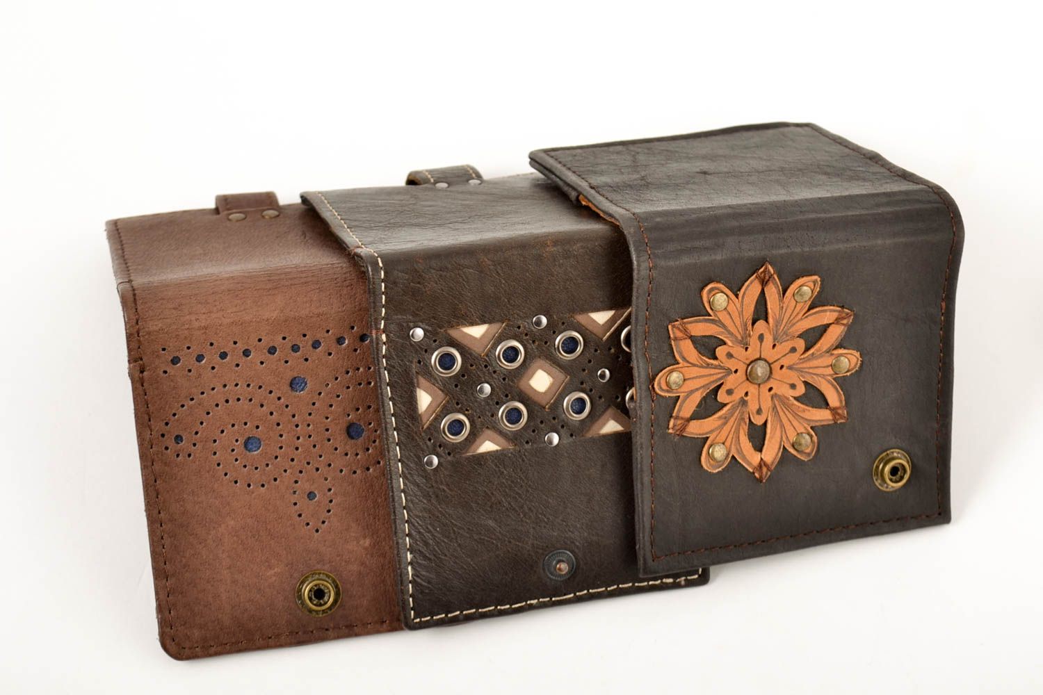 Кошельки ручной работы кожаные кошельки набор из 3 штук кожаные аксессуары фото 5