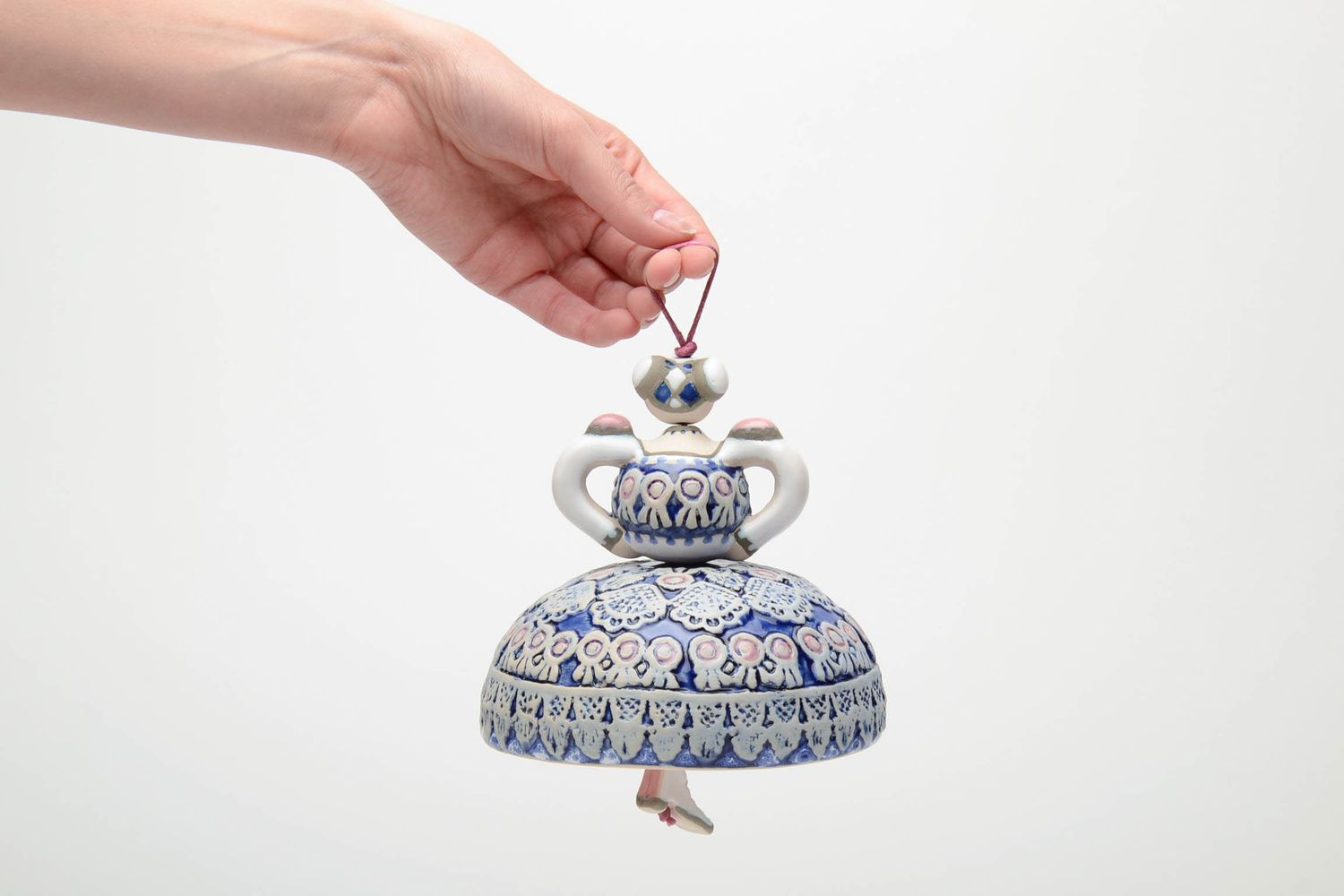 Campanella decorativa fatta a mano in ceramica souvenir in terracotta originale foto 5
