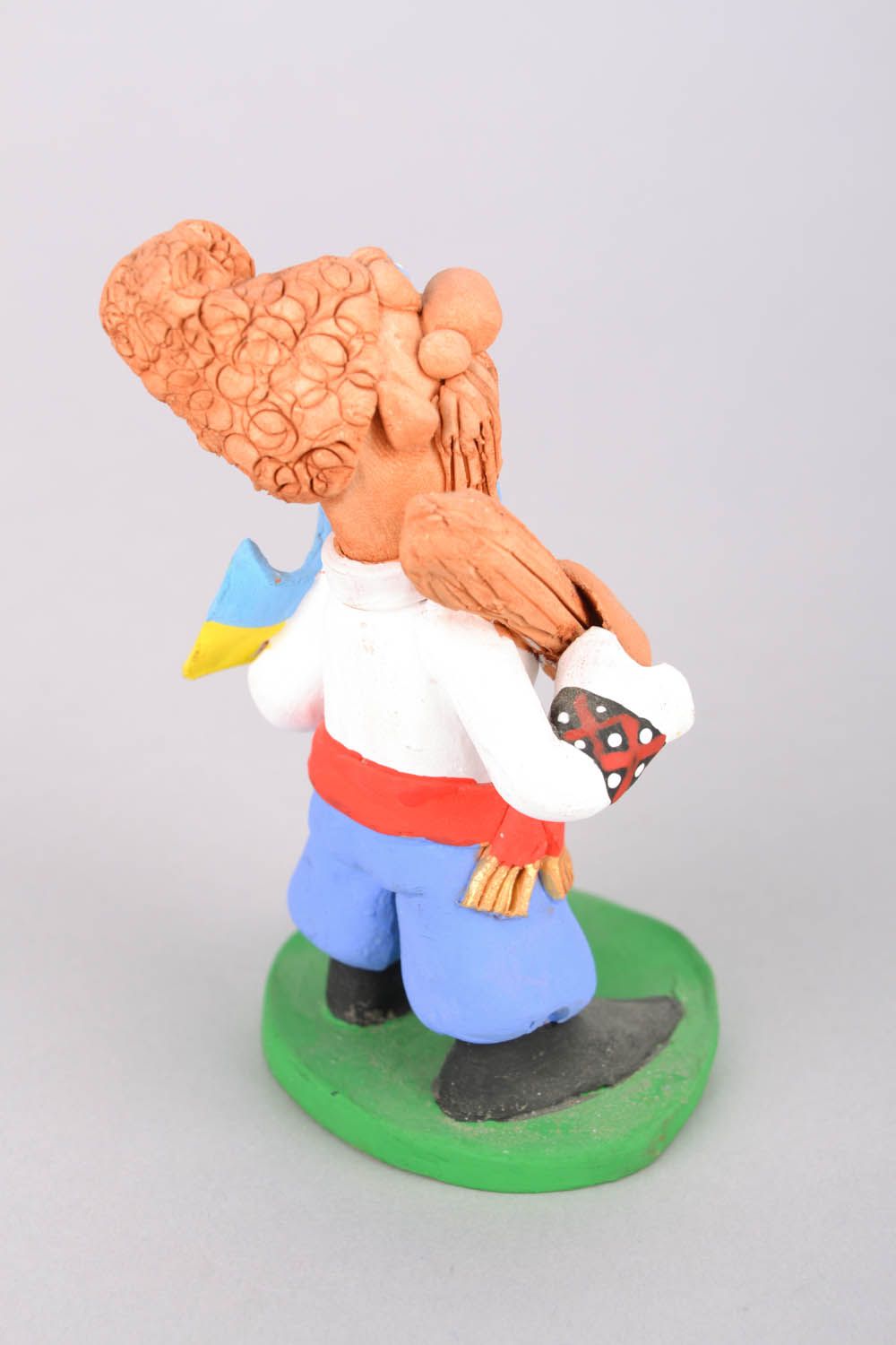 Funny clay figurine Cossack with a Flag and a Bludgeon photo 5