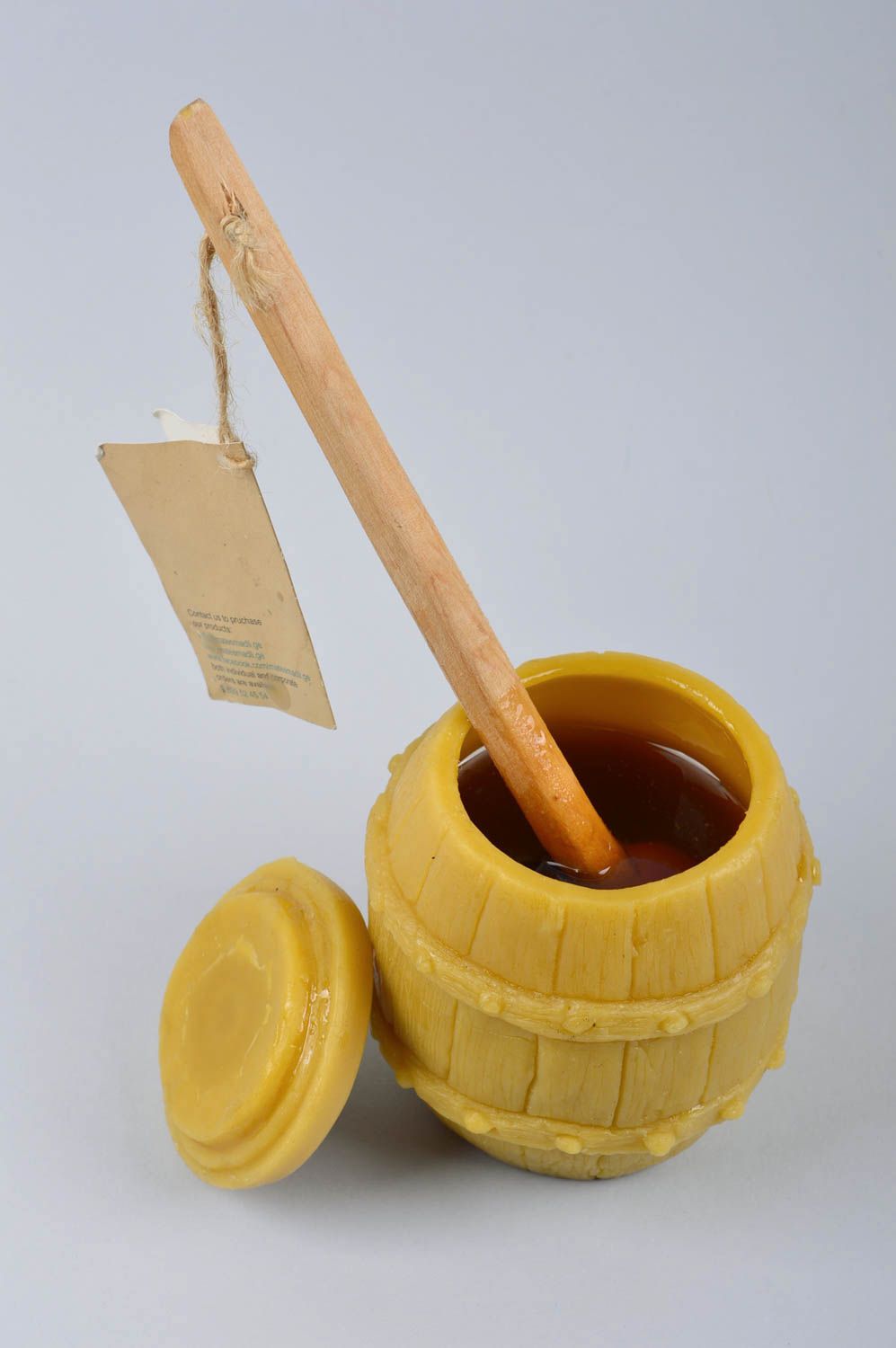 Pot pour miel fait main Petit tonneau Vaisselle design cire d'abeille écologique photo 9