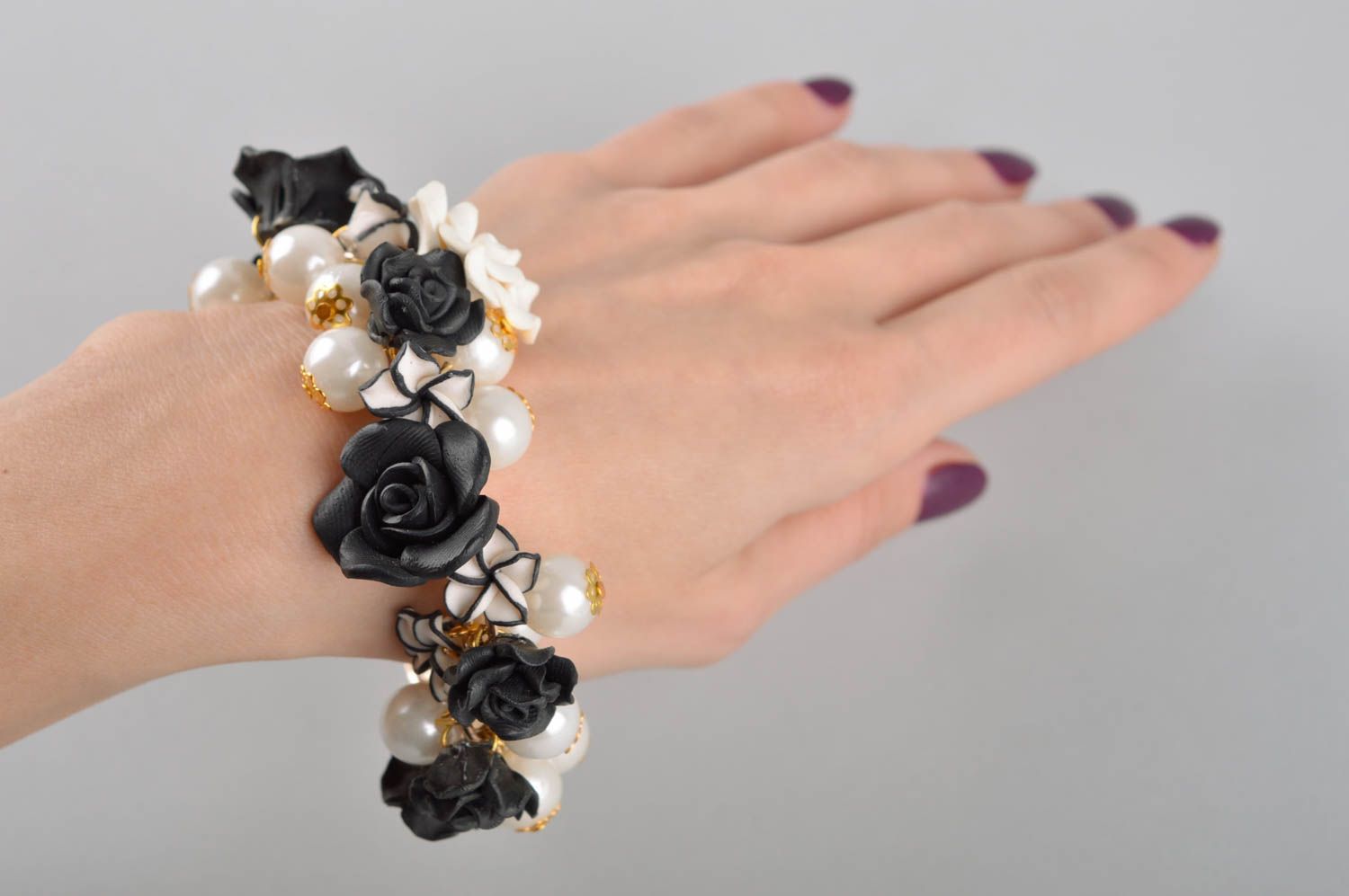 Handmade flower designer bracelet unusual elegant bracelet wrist jewelry photo 4