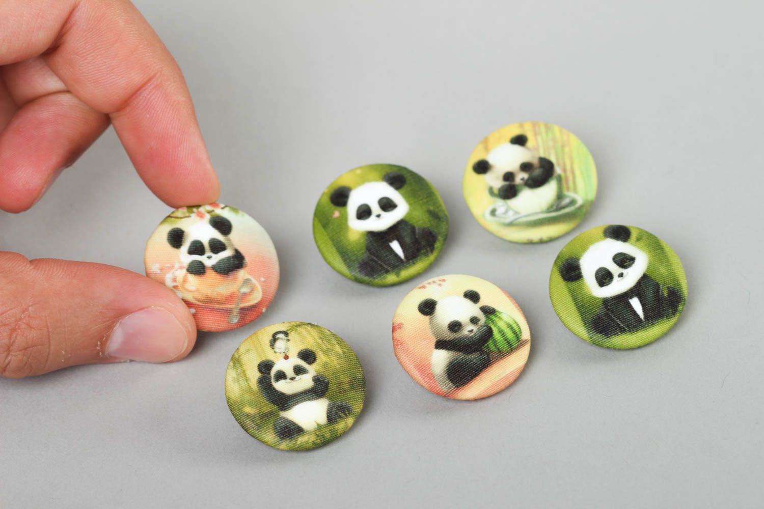 Botones bonitos artesanales accesorios de ropa botones para manualidades Pandas foto 5