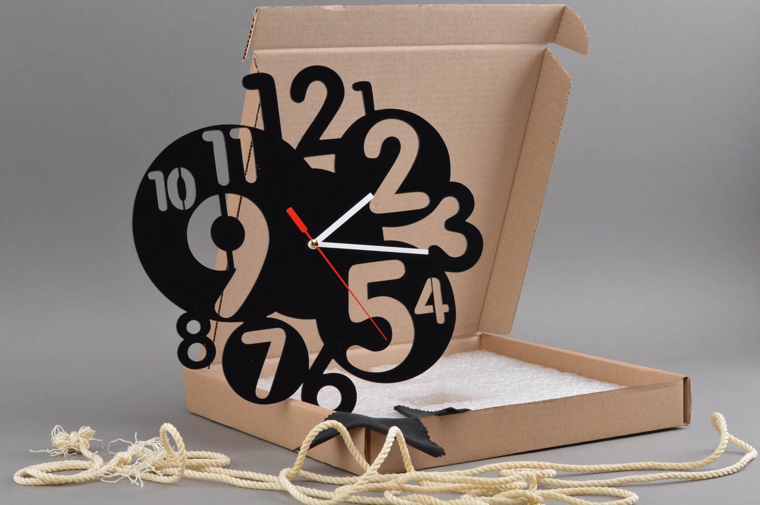 Horloge faite main en verre acrylique originale noire décoration design photo 1