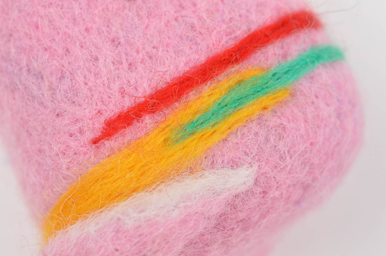 Peluche décorative fait main Jouet en laine Cadeau enfant original chat rose photo 5