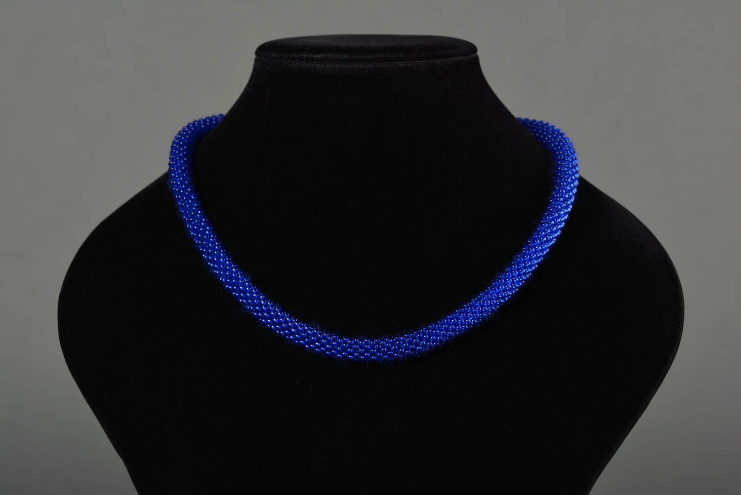 Handmade cord necklace bead cord necklace beautiful blue beaded necklace photo 3