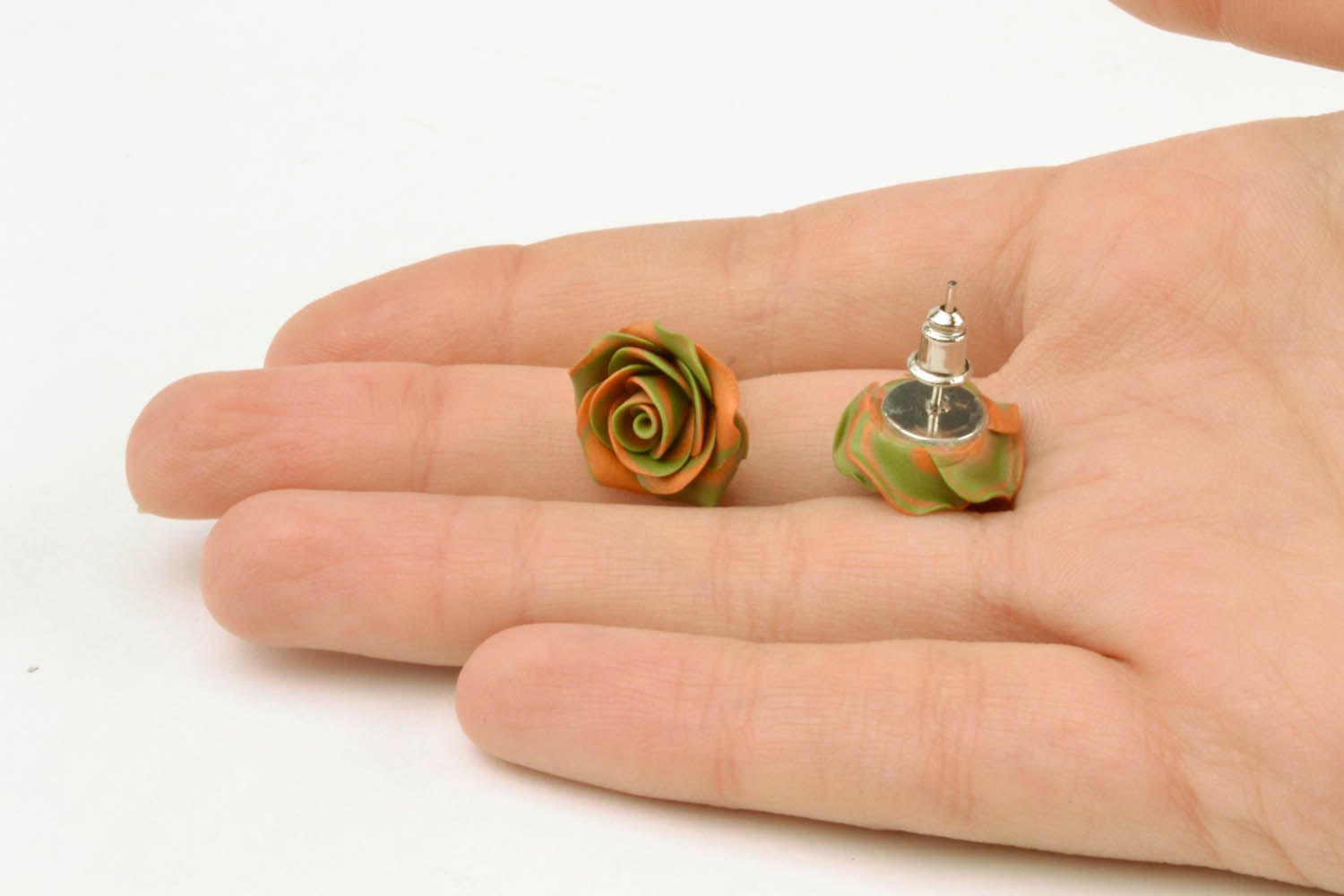 Homemade earrings Khaki Roses photo 5