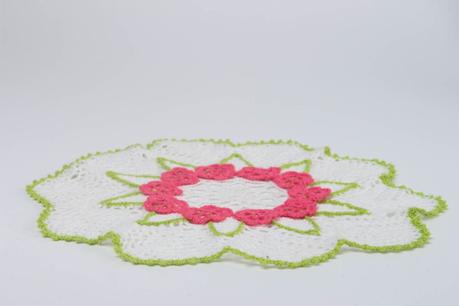 Openwork crocheted napkin stylish handmade kitchen decor textile for home photo 4