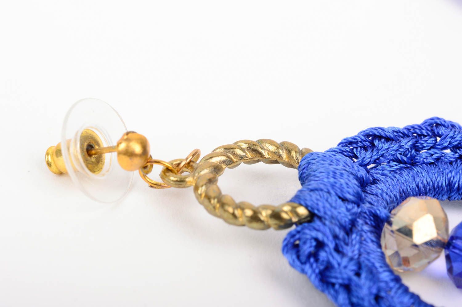 Boucles d'oreilles au crochet Bijou fait main bleu grand Cadeau pour femme photo 5