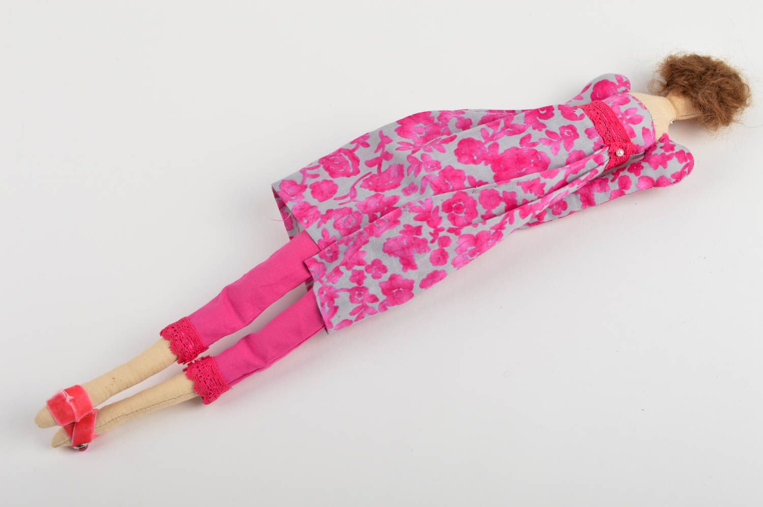 Handmade doll in pink dress stuffed toy designer childrens toy decoration ideas photo 3