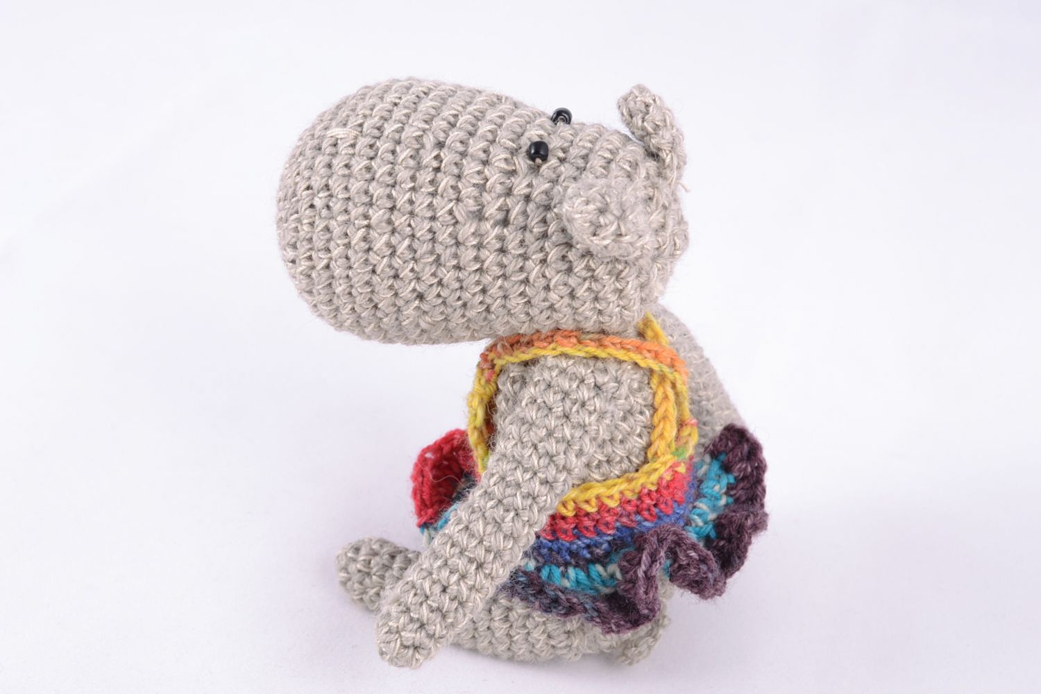Jouet mou tricoté à la main gris fait main hippopotame cadeau pour enfant photo 5