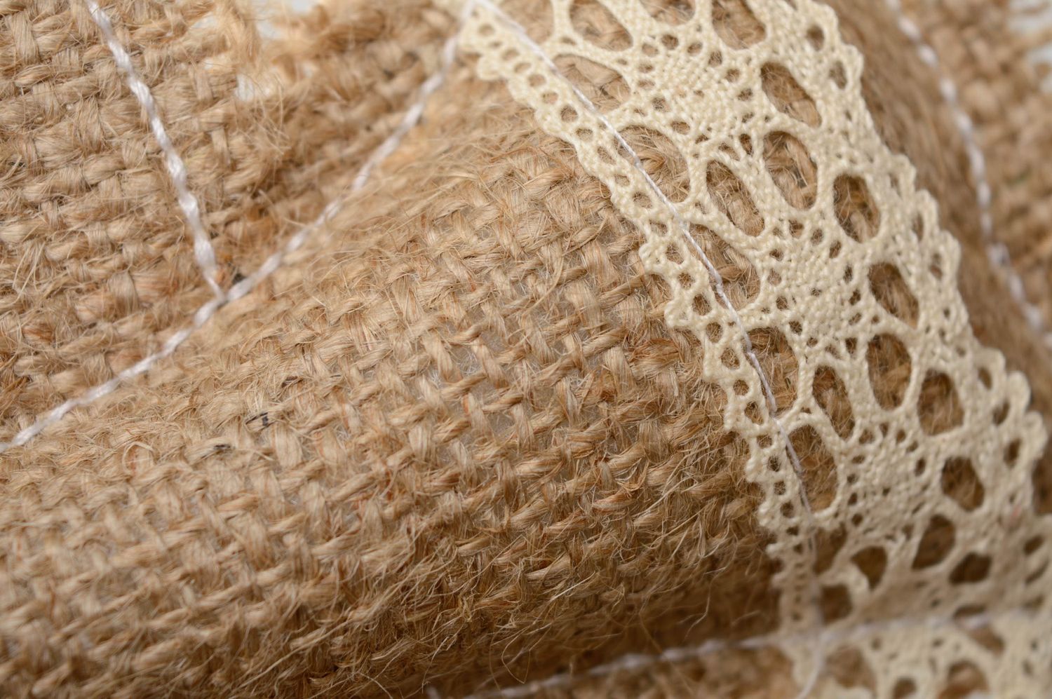Interior decoration made of burlap and lace photo 5