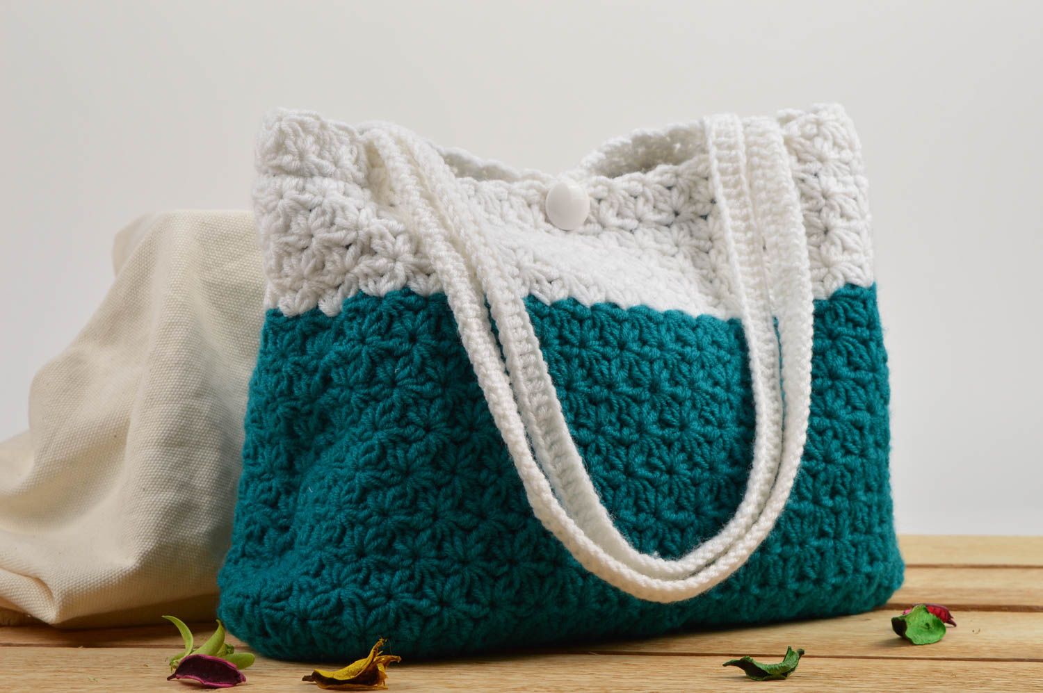 Handmade crocheted cute bag designer stylish bag elegant female bag gift photo 1