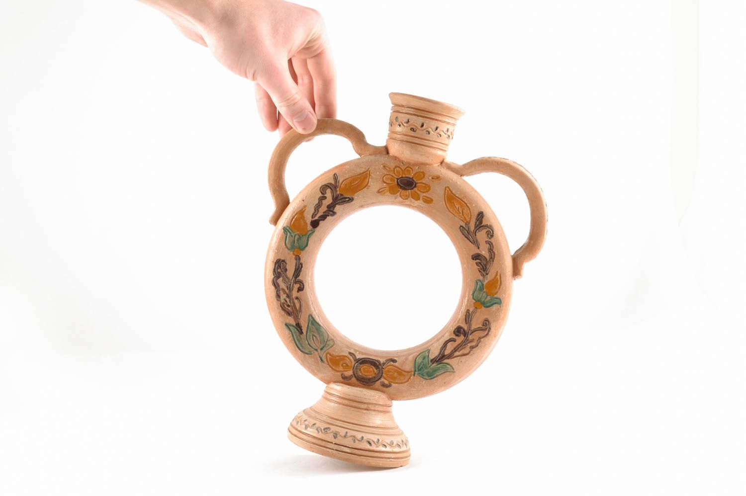 11 inches ceramic handmade circle shape decorative vase 2,2 lb photo 5