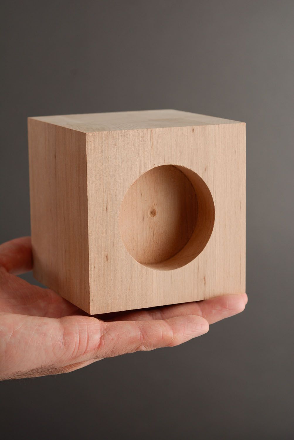 Bougeoir cube en bois brut à décorer  photo 5