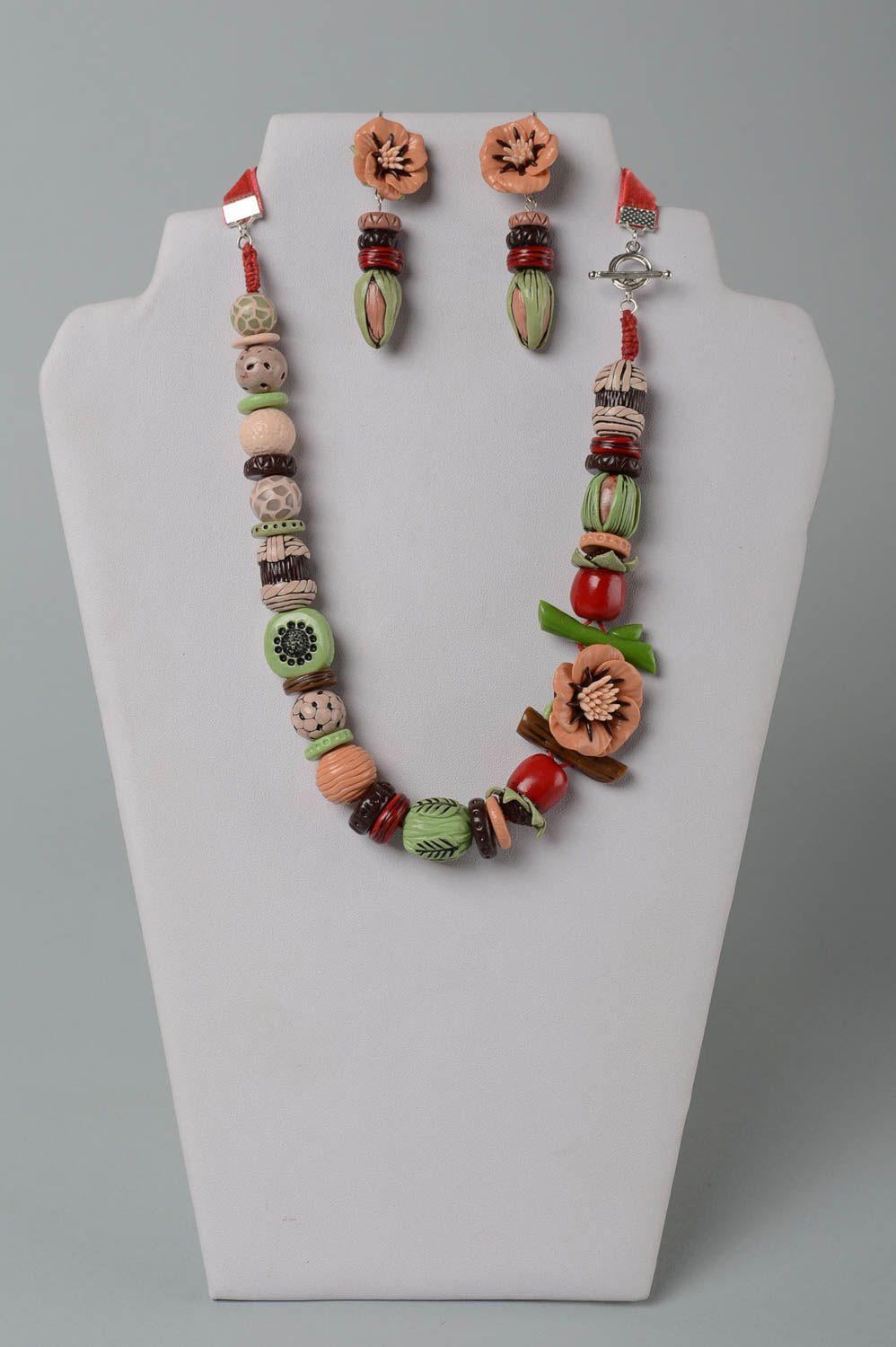 Handmade jewelry polymer clay jewelry set cute earrings stylish necklace photo 1