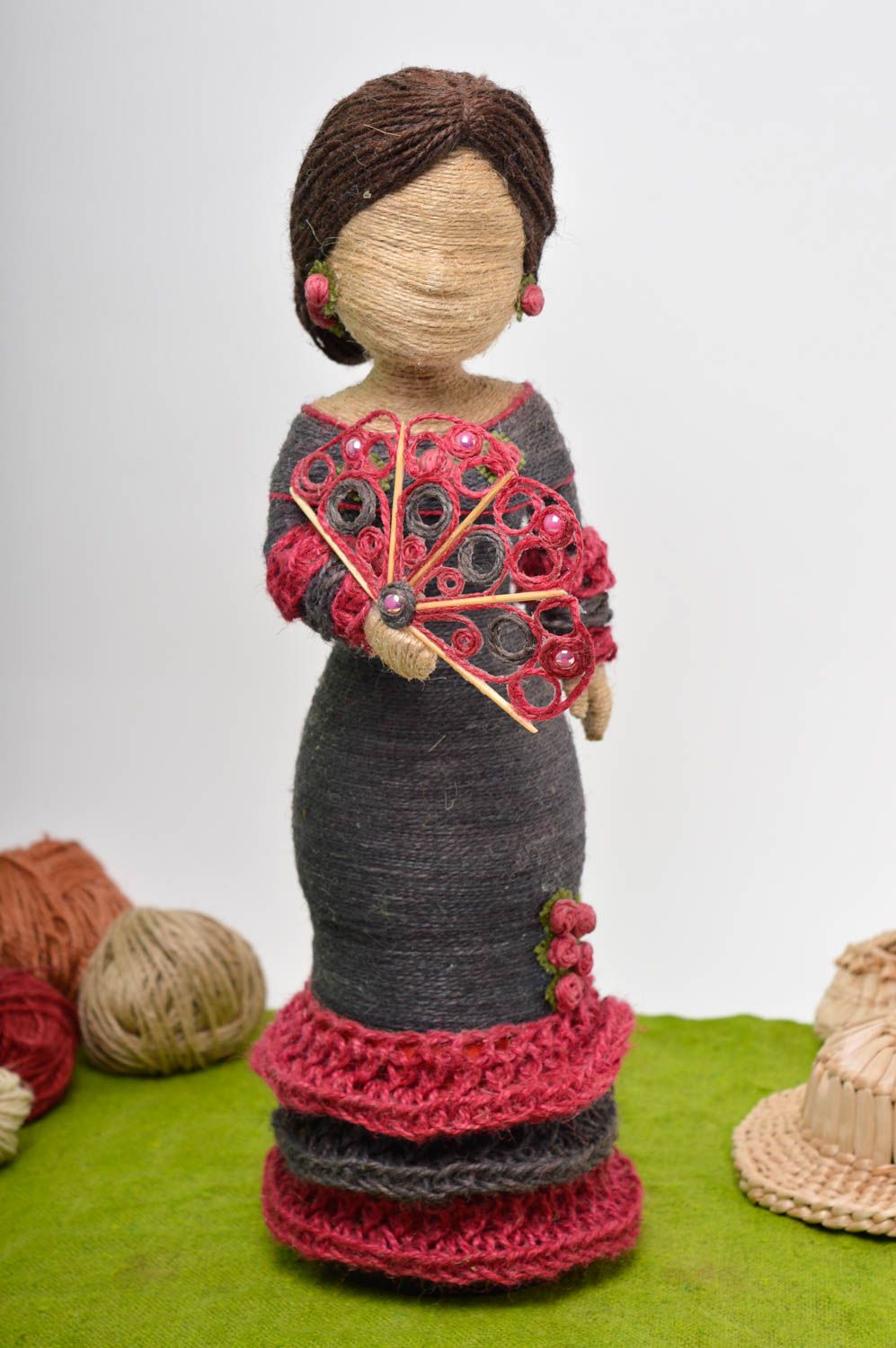 Кукла ручной работы декор для дома кукла из шпагата статуэтка фигурка Испанка фото 1