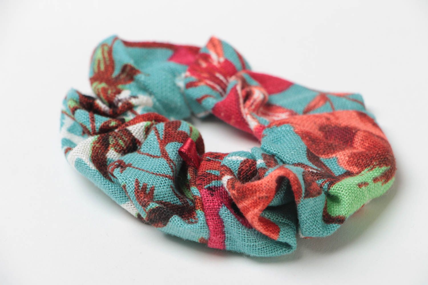 Handmade fabric decorative hair band in blue and red color combination photo 3