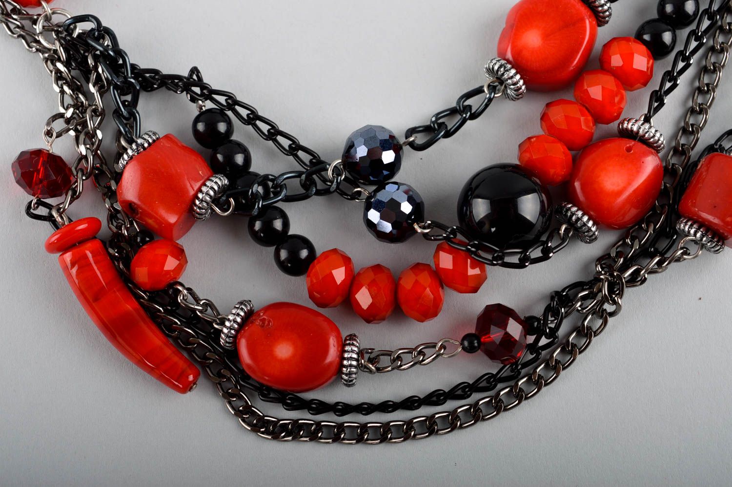 Elegant massive necklace unusual handmade necklace beaded black jewelry photo 3