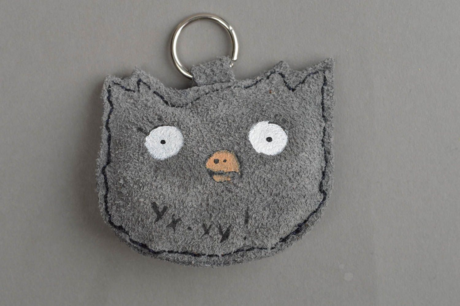 Unusual beautiful handmade leather owl keychain funny keychain designs gift idea photo 2