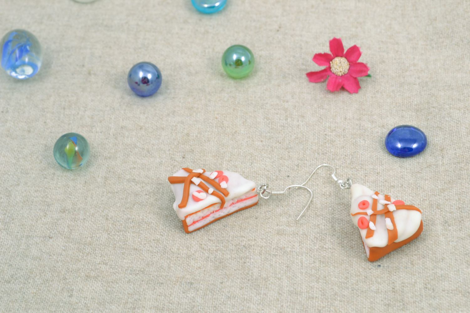 Polymer clay dangle earrings Cakes photo 1