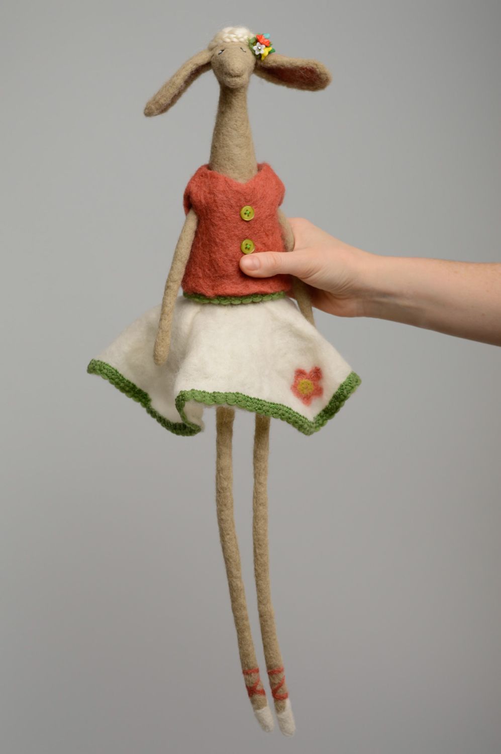 Jouet décoratif en laine fait main Mouton photo 5