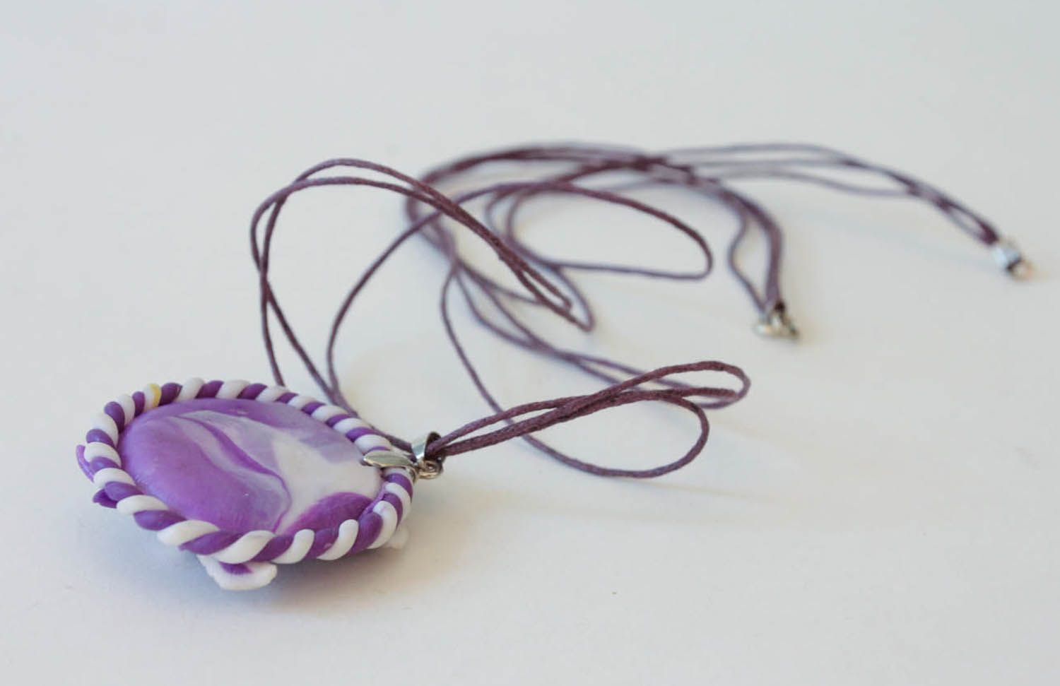 Polymer clay pendant Violets photo 3