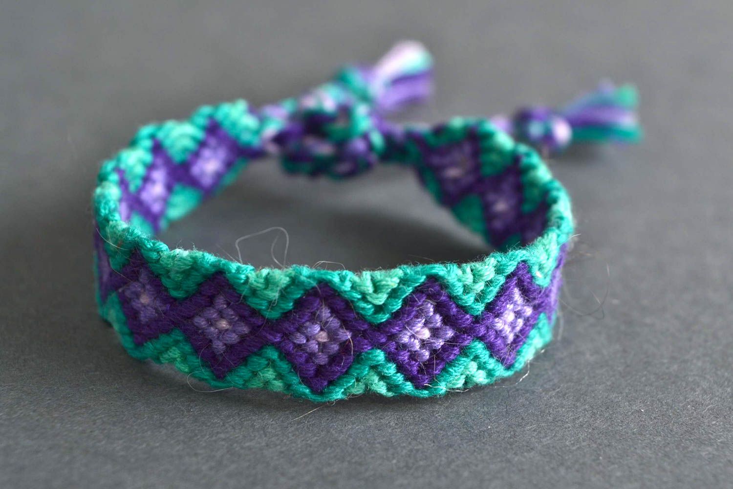 Stylish handmade multicolored textile woven wrist bracelet macrame photo 1
