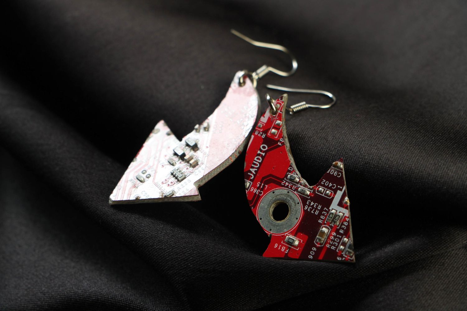 Unusual earrings in cyberpunk style Red Arrows photo 3