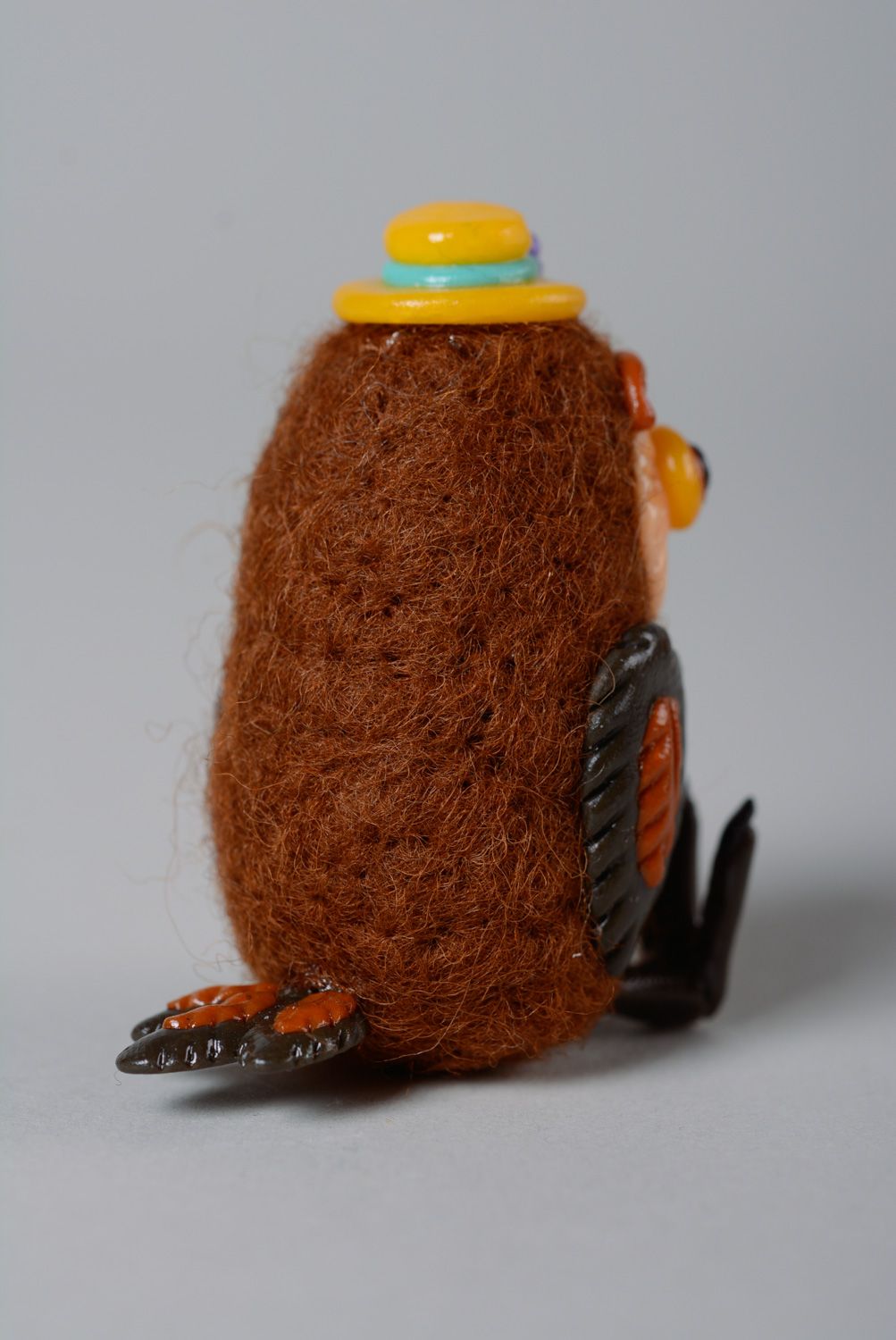 Карманная игрушка из шерсти сухое валяние Сова фото 3