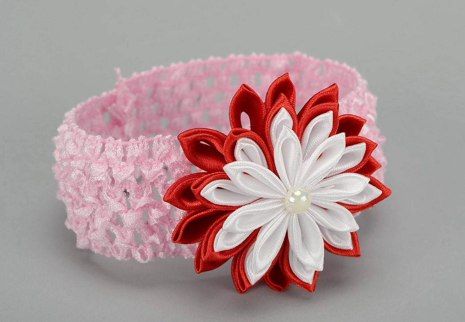 Headband Red and white flower photo 2