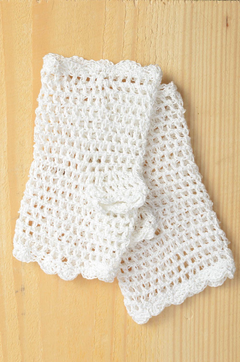 Wedding crochet delicate white elegant beautiful mitts handmade accessory photo 1
