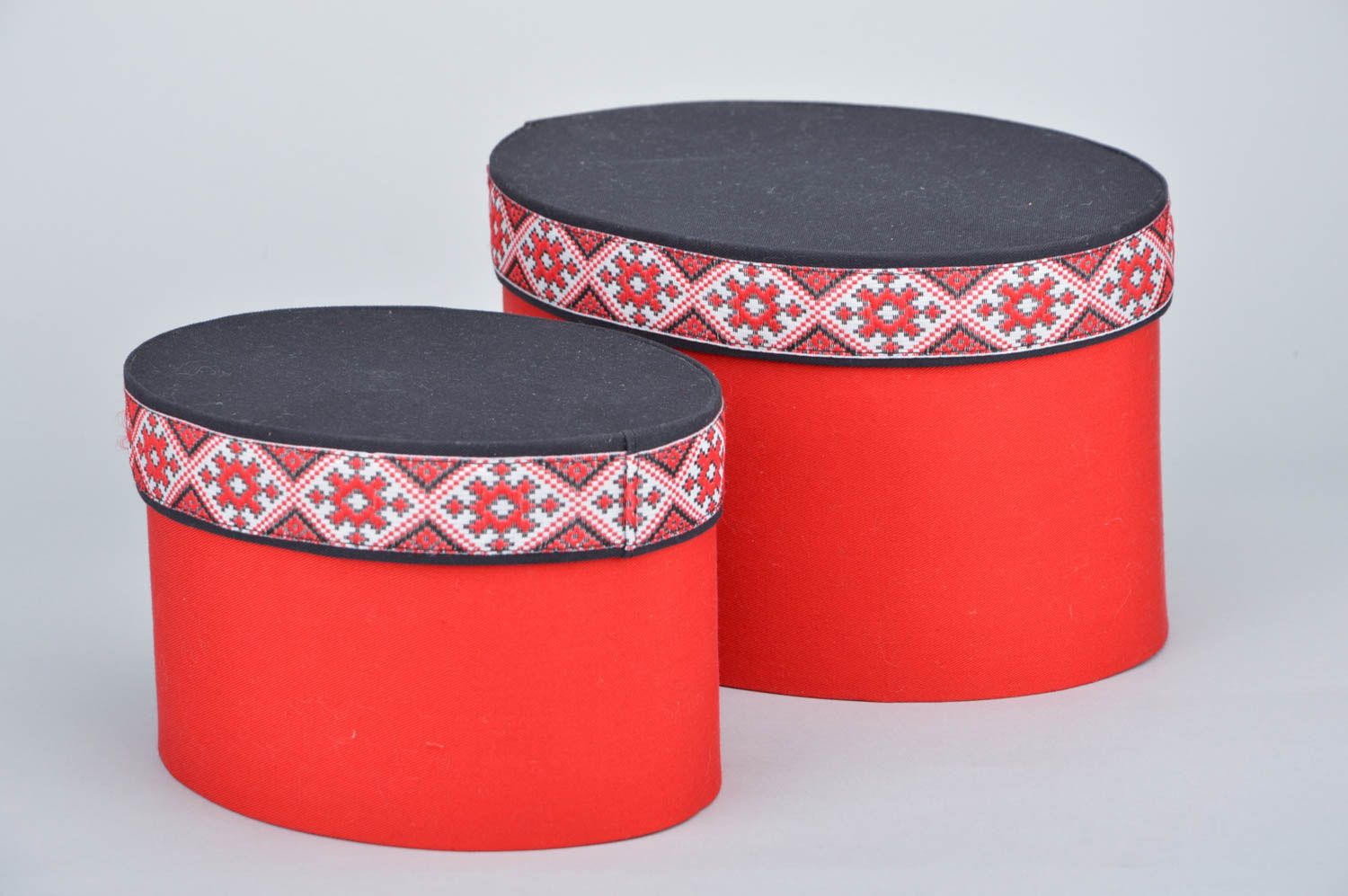 Originelles rotes handmade Schatullen Set rund und schön für Haus Dekoration foto 3